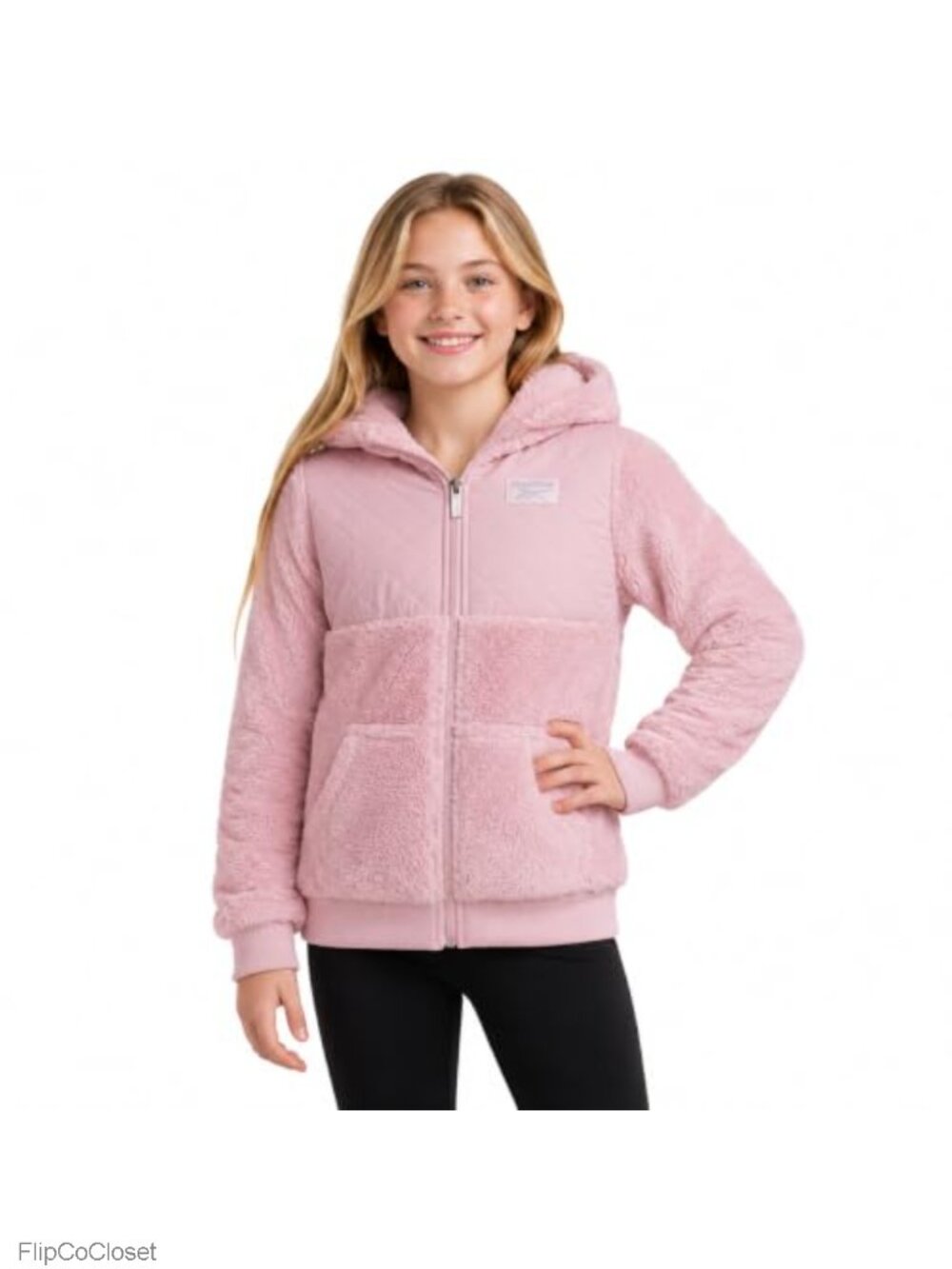 Girls Quilted Fleece Jacket Warm Winter Zip Up Coat